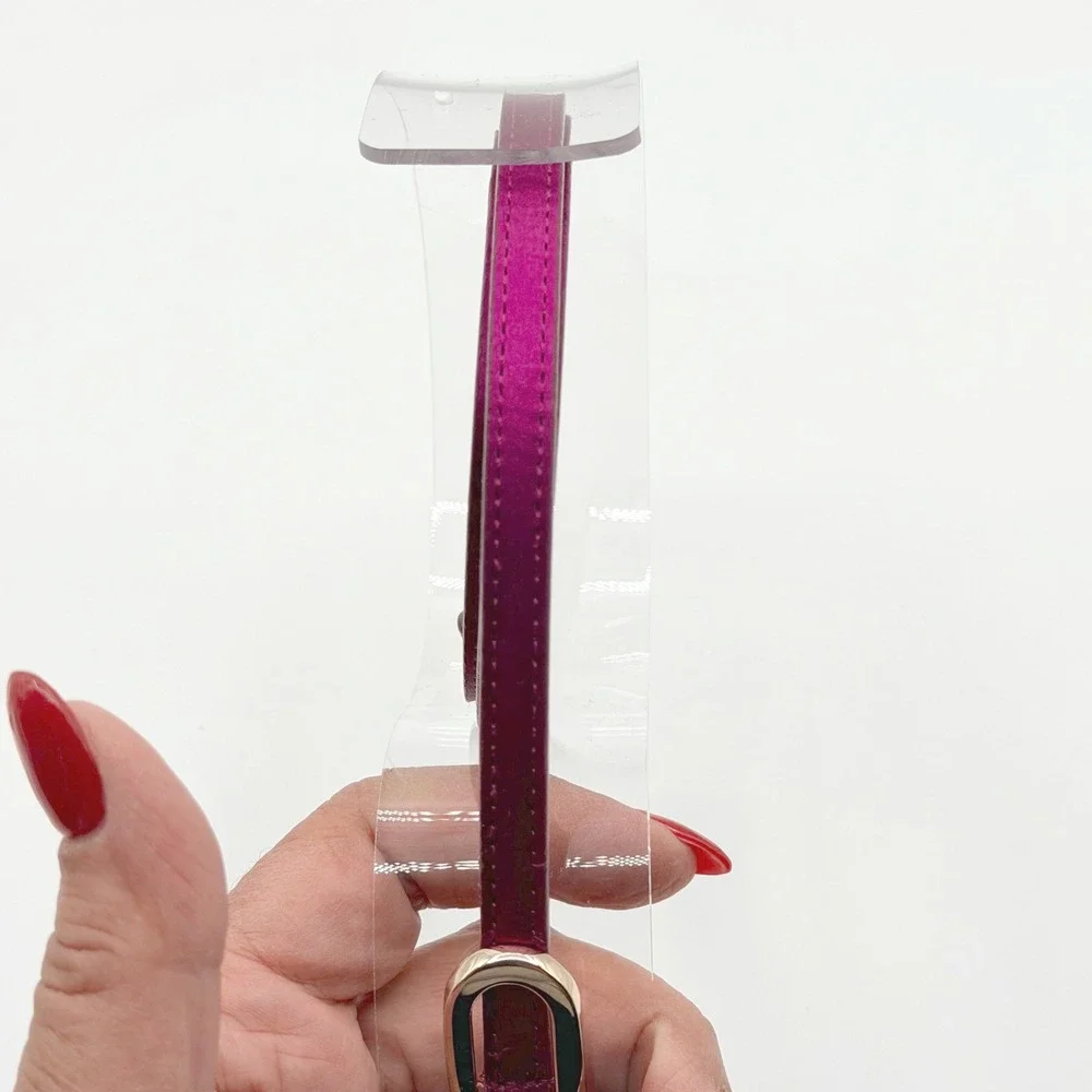 Ann‎ Taylor Womens Skinny Satin Belt Magenta Plum Purple Gold Buckle Small Retro